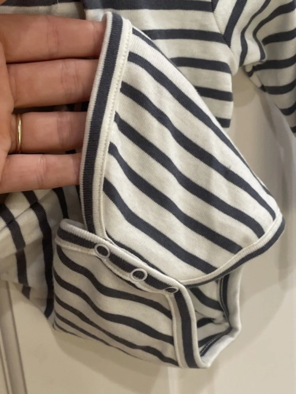 Jacadi Paris 6 Month Striped Embroidered 100% Cotton Collared Body Suit